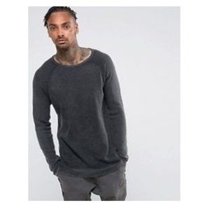 ASOS Relaxed Fit Sweater in Charcoal w/Acid Wash